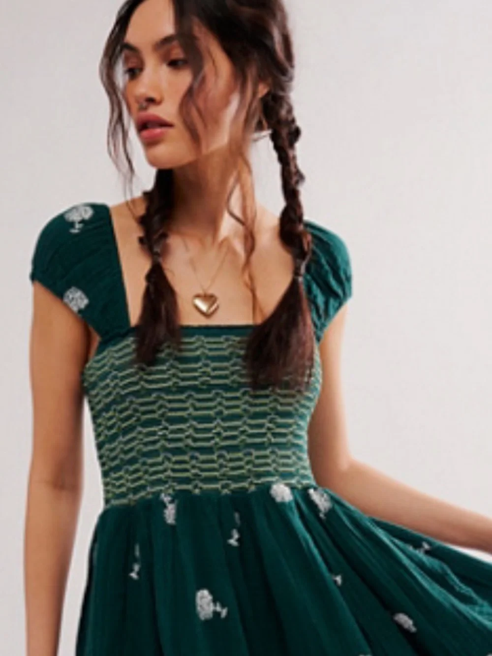 Free people Tory embroidered smocked dress